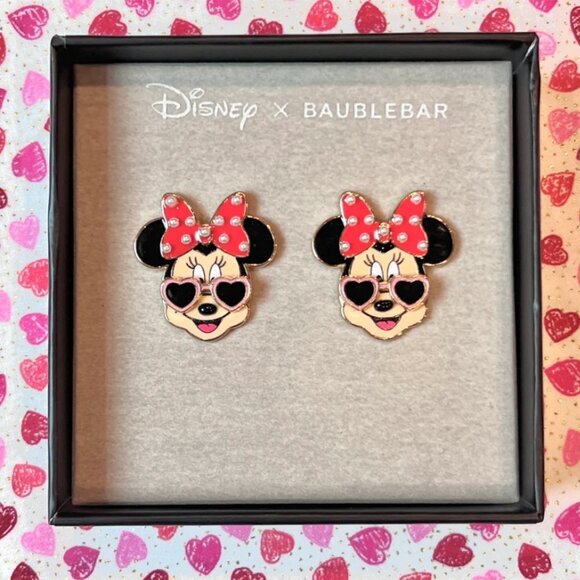 Minnie Mouse Heart Sunglasses Drop Earrings Disney Baublebar - Picture 1 of 5